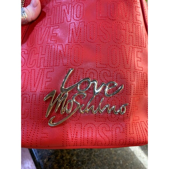 Love Moschino Vegan Red Mini Backpack NWOT - Picture 5 of 10